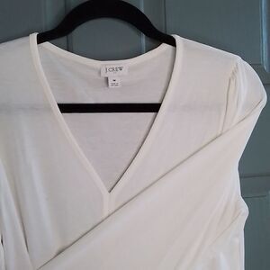 J Crew white blouse, lightweight, long sleeve, size medium